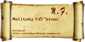 Malitsky Fábiusz névjegykártya